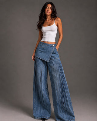 PLEATED WIDE-LEG PANTS IN VISCOSE BLEND