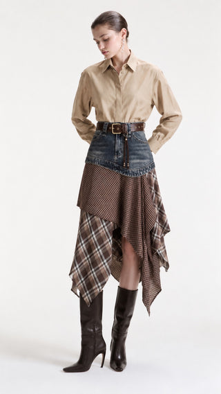 Denim Yoke Handkerchief Skirt