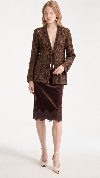 Textured Knit Tie Jacket