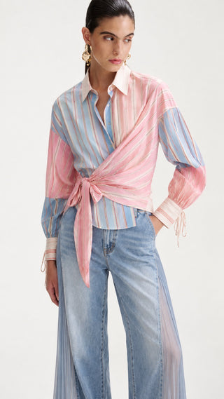Tie-Front Striped Shirt
