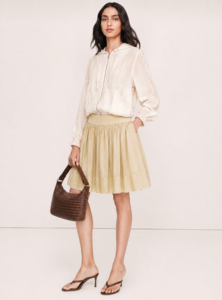 PLEATED GATHERED SKIRT IN SILK BLEND