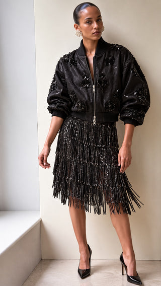 Lace Fringe Midi Skirt