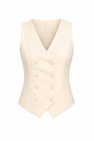 Beige Single-Button Tailored Blazer Set