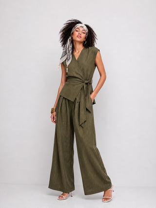TANK-AND-PANT CO-ORD SET IN SILK BLEND