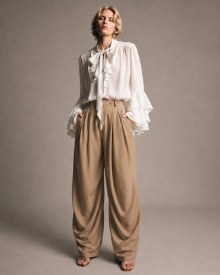 Ruffle-Front Bell Sleeve Blouse
