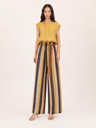 STRIPED JACKET-AND-SKIRT CO-ORD IN LINEN