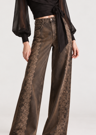 Seam-Detail Wide-Leg Jean