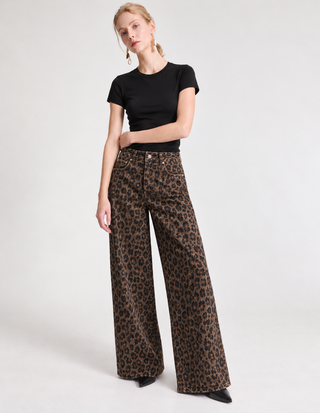Leopard Print Wide-Leg Jean