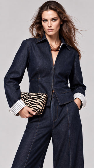 COLLARED ZIP JACKET TROUSER SET