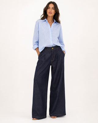 WIDE-LEG DENIM PANTS IN LYOCELL