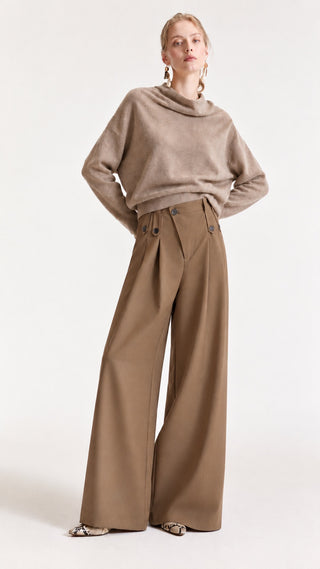 Button-Tab Wide Pant