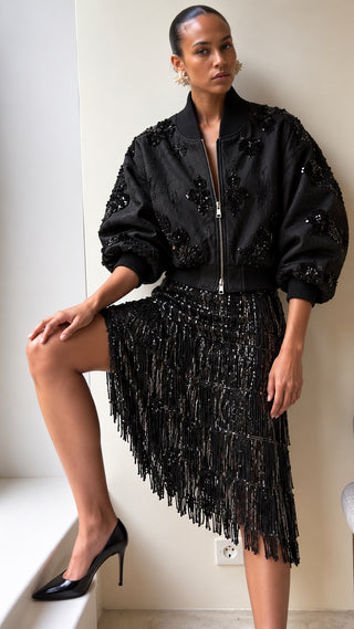 Lace Fringe Midi Skirt