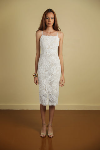 Long Lace Embroidered Dress With Straps