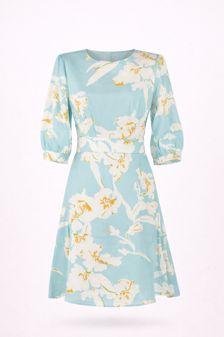 Multi Floral Square Neck Midi Dress