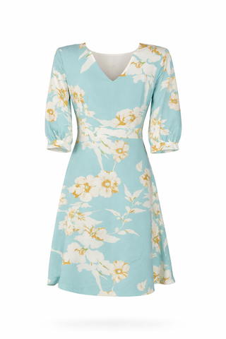 Multi Floral Square Neck Midi Dress