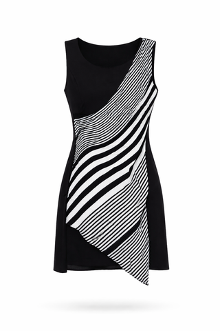 Black & White Geometric Print Mini Dress