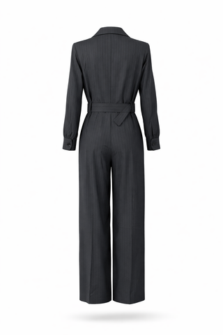 Grey Wide-Leg Double-Breasted Jumpsuit