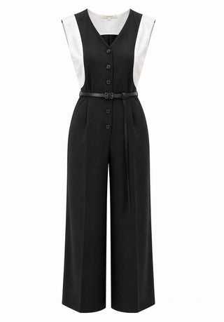 Black Belted Wide-Leg Jumpsuit