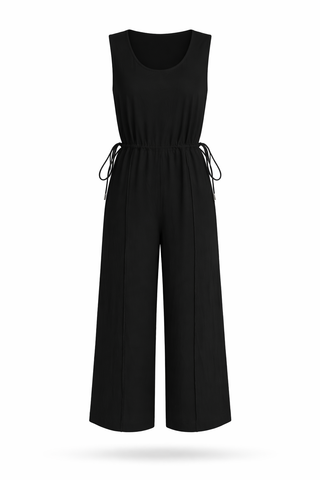 Black Sleeveless Tie-Side Wide-Leg Jumpsuit