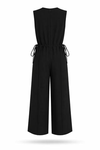 Black Sleeveless Tie-Side Wide-Leg Jumpsuit