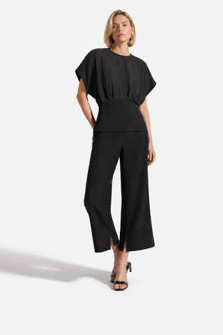 Black Draped Batwing Crop Top and Shorts