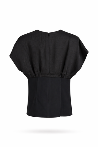 Black Draped Batwing Crop Top and Shorts