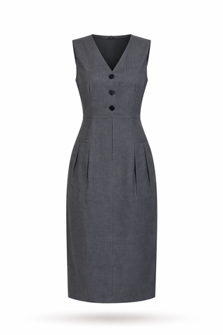 Grey Sleeveless Sheath Dress