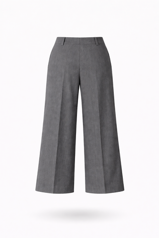Grey Wide-Leg Pleated Trousers