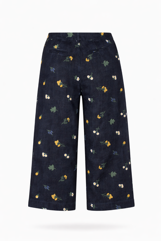 Embellished Wide-Leg Denim Pants