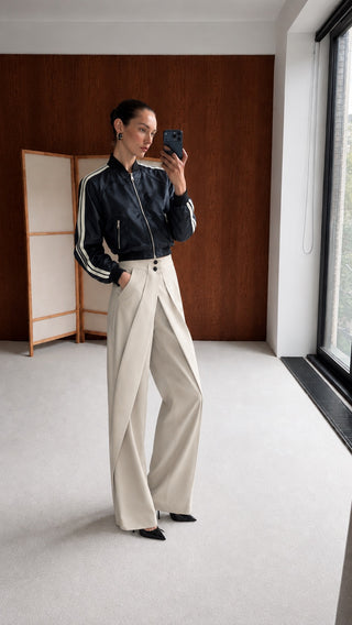Wrap-Front Wide-Leg Pant