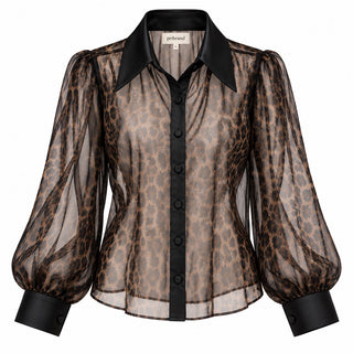 Leopard Panel Sheer Shirt