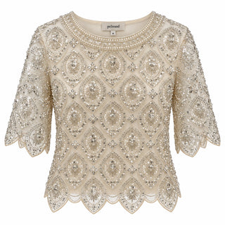 Pearl Beaded Scalloped Top