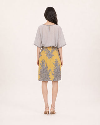 JACKET-AND-SKIRT CO-ORD SET IN MIXED FABRIC