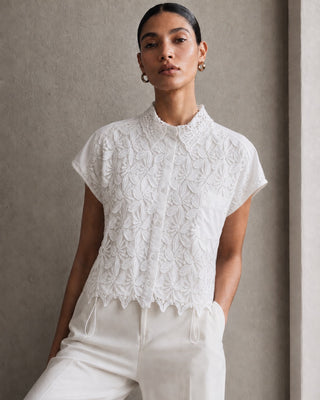 BOXY BUTTON-UP SHIRT IN CREPE