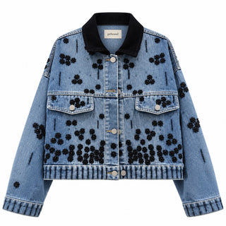 Beaded Floral Cropped Jacket