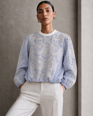 FLORAL CROCHET TOP IN COTTON & LACE