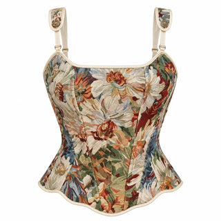 Floral Tapestry Scallop Corset Top