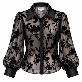 Flocked Floral Sheer Shirt