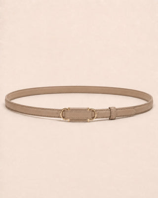 DOUBLE-BUCKLE THIN BELT IN LEATHER