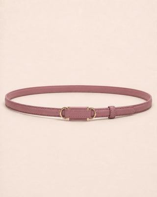 DOUBLE-BUCKLE THIN BELT IN LEATHER