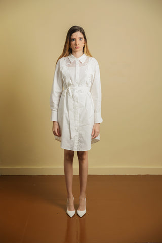 Long Sleeve Shirt Dress With Embroidered Details