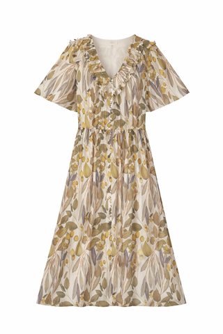 Multi Floral V-Neck Wrap Midi Dress