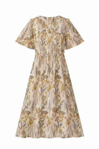 Multi Floral V-Neck Wrap Midi Dress