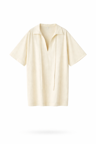 Butter Yellow Open-Neck Cotton Top