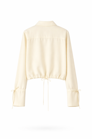 Butter Yellow Drawstring Cropped Shirt