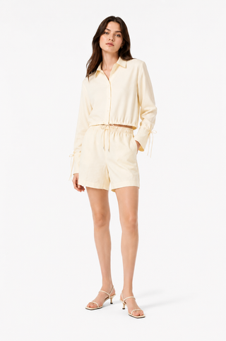 Butter Yellow Lyocell Linen Bermuda Shorts