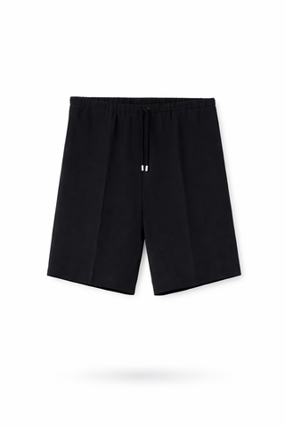 Black Lyocell Linen Bermuda Shorts