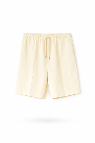 Butter Yellow Lyocell Linen Bermuda Shorts