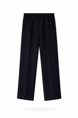 Black Lyocell Linen Wide-Leg Trousers