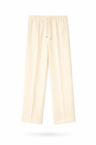 Butter Yellow Lyocell Linen Wide-Leg Trousers